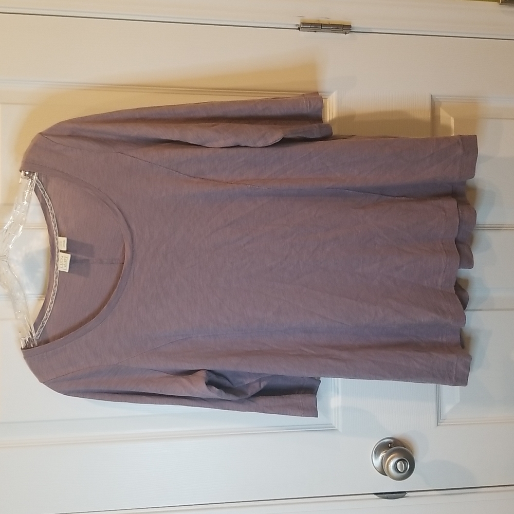 Lucy & Laurel Heathered Purple Top 3/4 Sleeve, Size Women's 1X